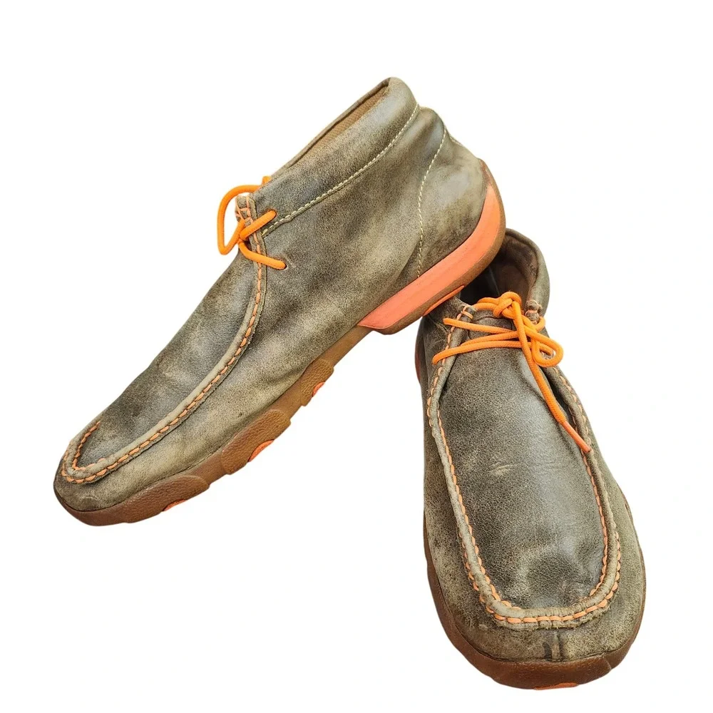 Twisted X Mens Driving Moc Chukka Boots Brown Orange Leather  Size 11.5 M
